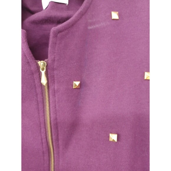 Styles To Go Jumpsuit Burgundy Purple Long Sleeve Stretch Studded Sz M - Picture 4 of 7